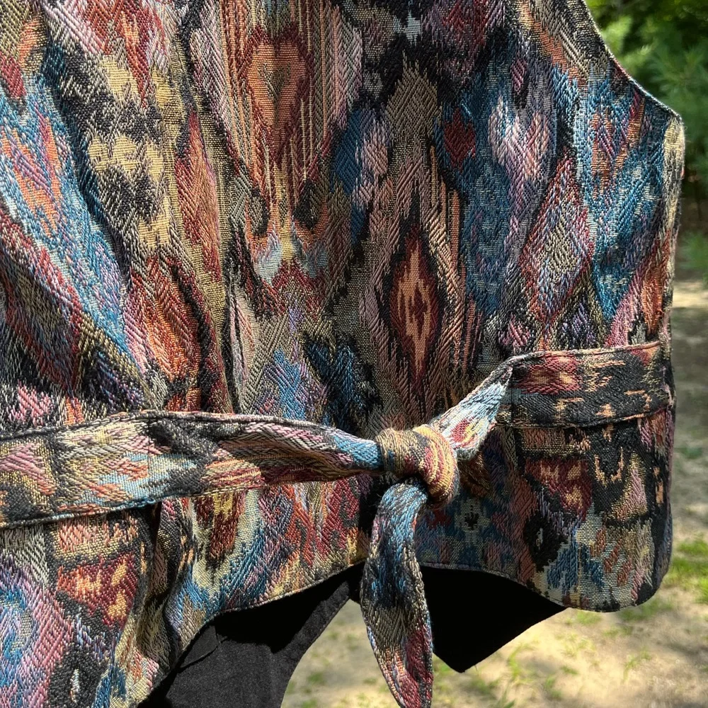 90s American Trendsetter Woven Tapestry Vest Size M Boho Western - Picture 5 of 9